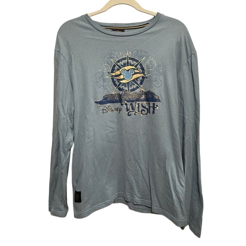 Disney Cruise Line Wish Inaugural Sailing Long Sleeve Tee Blue Adult‎ Medium